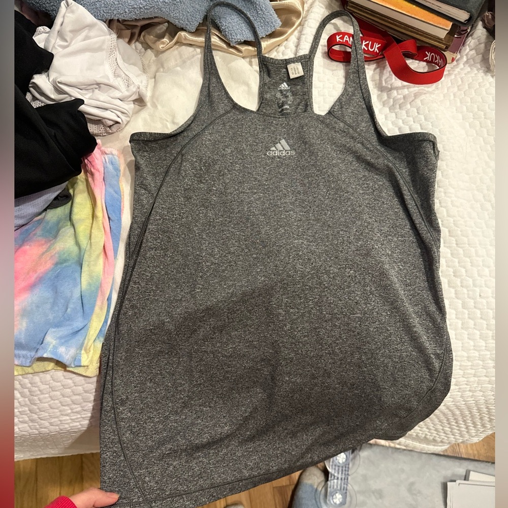 Adidas racer back tank heathered grey